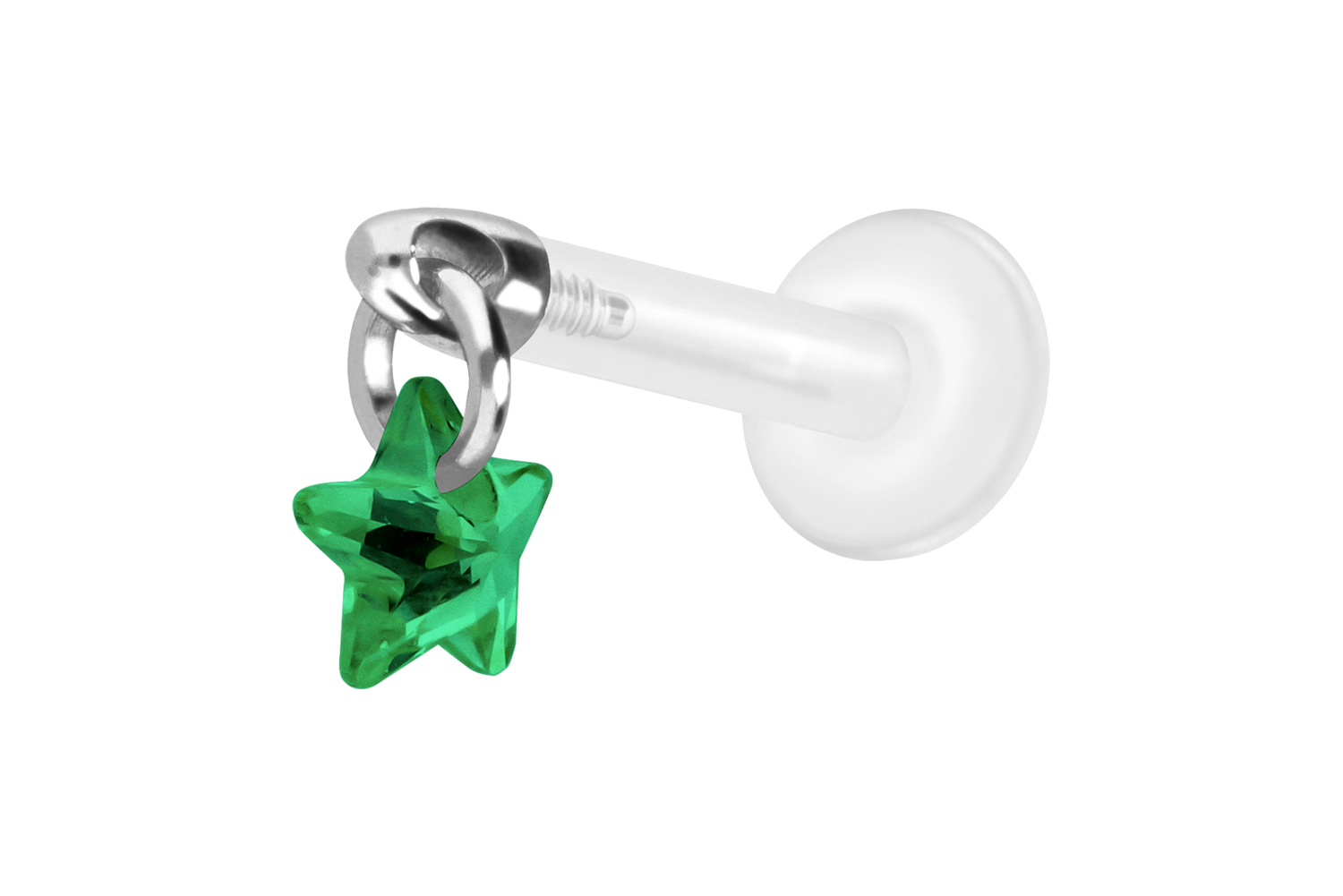 PTFE Labret Piercing mit Innengewinde + Titan-Aufsatz KRISTALLSTERN